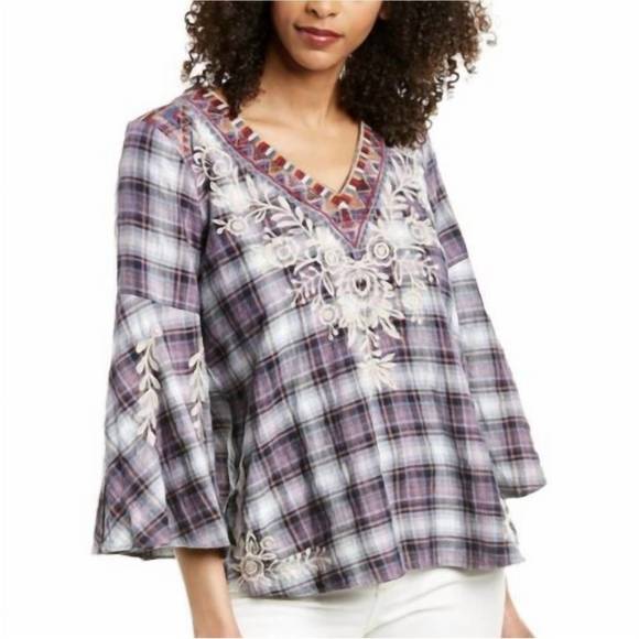 NEW JOHNNY WAS mica swing blouse in plaid - Picture 1 of 2